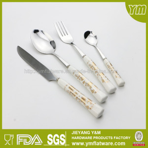 Wholesale 6PCS Stainless Steel Ceramic Handle Spoon and Fork Knife Set
